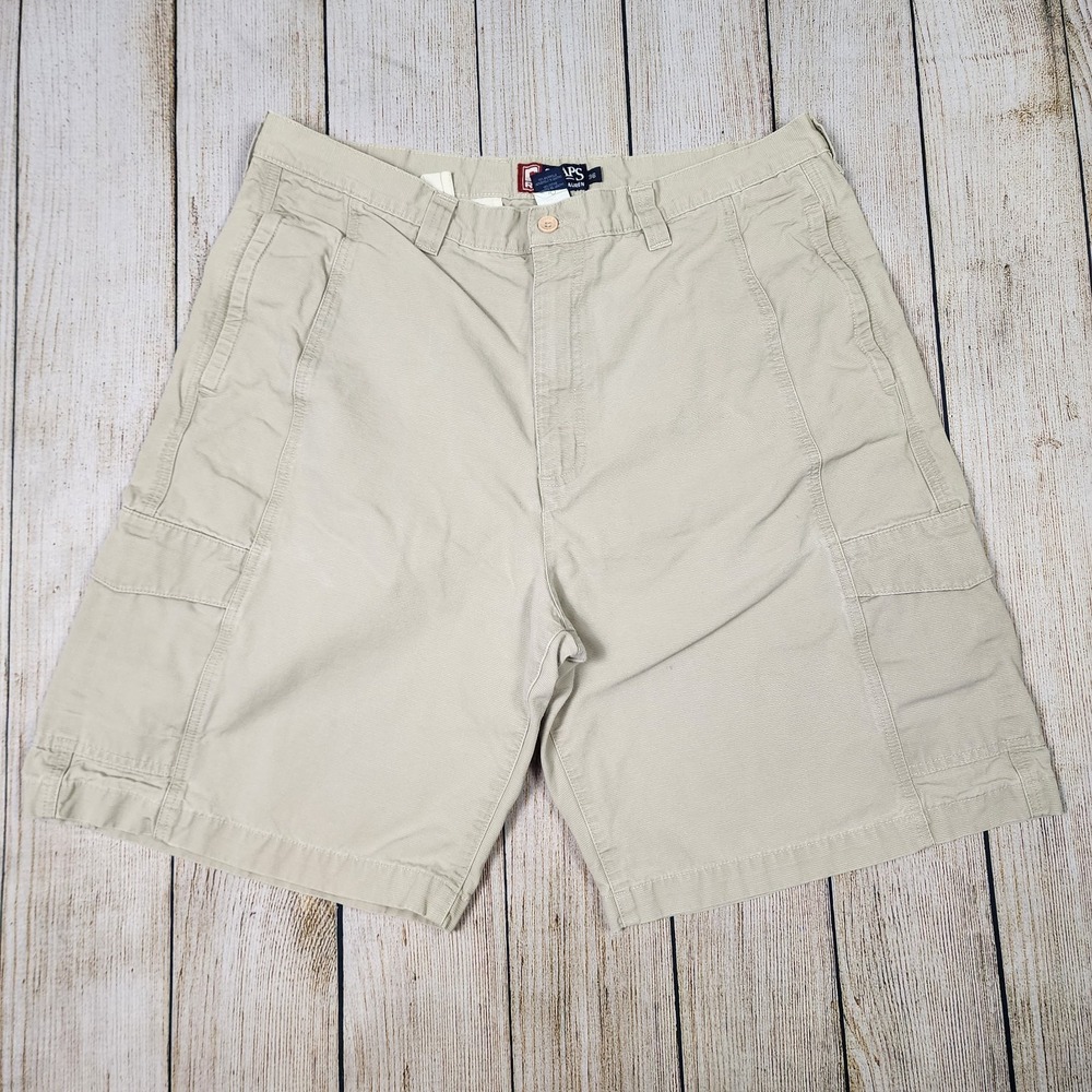 Chaps Shorts Men's 36 Beige Tan Cargo Cotton Shorts Vintage Style Y2K